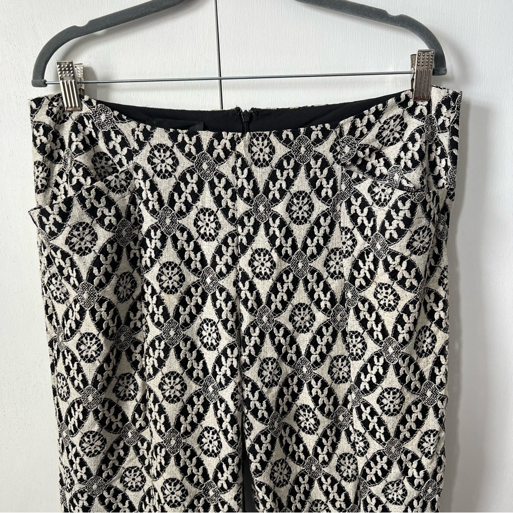 Corey Lynn Calter Lace Crop Pants Anthropologie Womens Size 14 Black White - Picture 3 of 5